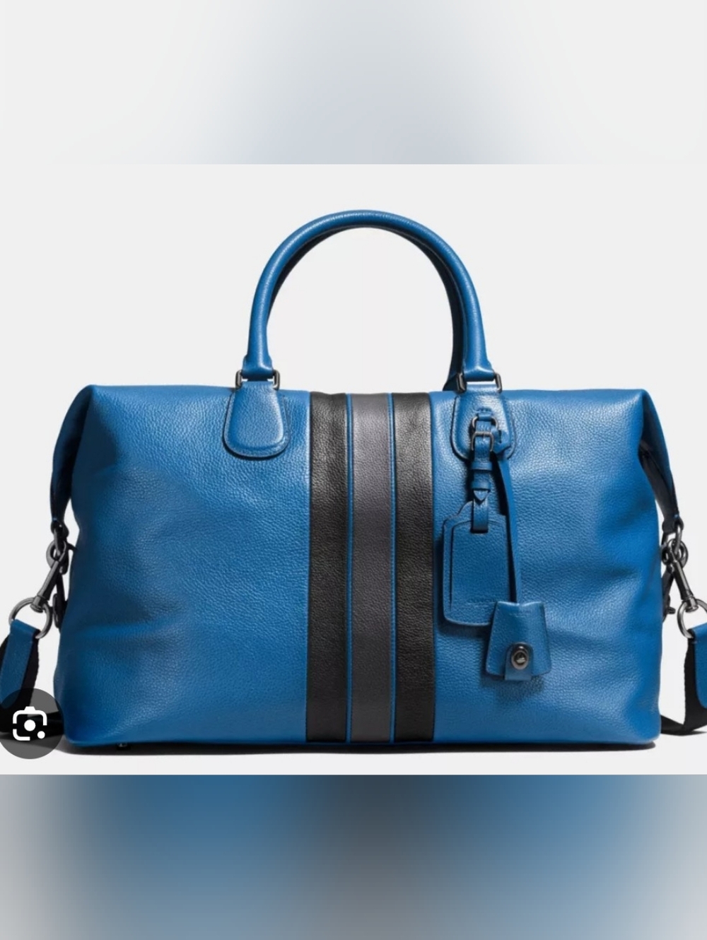 Coach Varsity Stripe Explorer Bag In Pebbled Leather -Blue - Picture 11 of 15